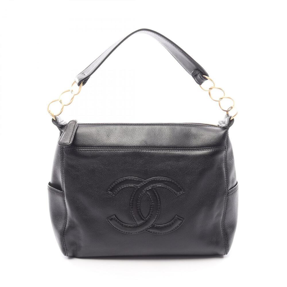 Chanel Coco Mark Handbag Caviar Leather Grained Calfskin Black